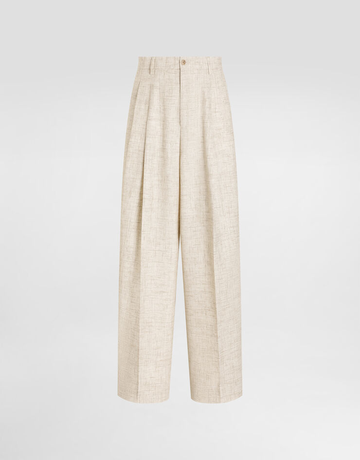 Dolce & Gabbana Pantalon en lin et viscose à effet tweed Multicolor GP20WTHUMWB