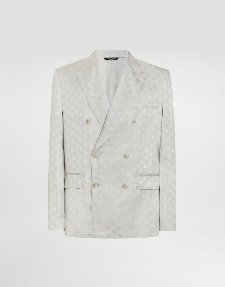 Dolce & Gabbana Sicilia light double-breasted silk jacquard jacket Grey G2VD4TFJ1JY