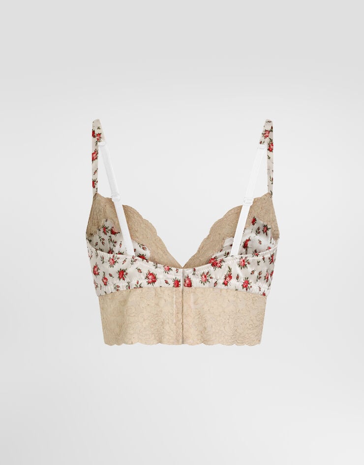Dolce & Gabbana Small rose-print satin and lace bra Dolce & Gabbana Small rose-print satin and lace bra Multicolor O1C26TON0C6
