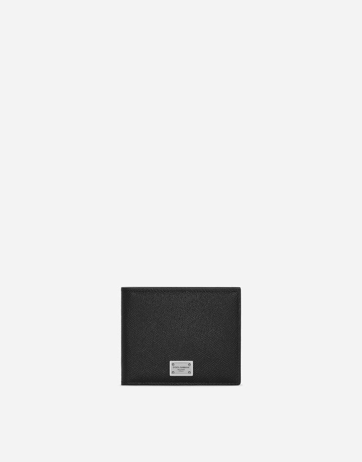 Dolce & Gabbana Geldbörse mit Münzfach aus Kalbsleder mit Logoplakette Schwarz BP3102AG219