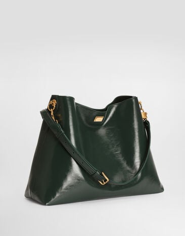 Dolce & Gabbana Bolso de hombro Vittoria grande en piel de becerro Green BB7942AZ000