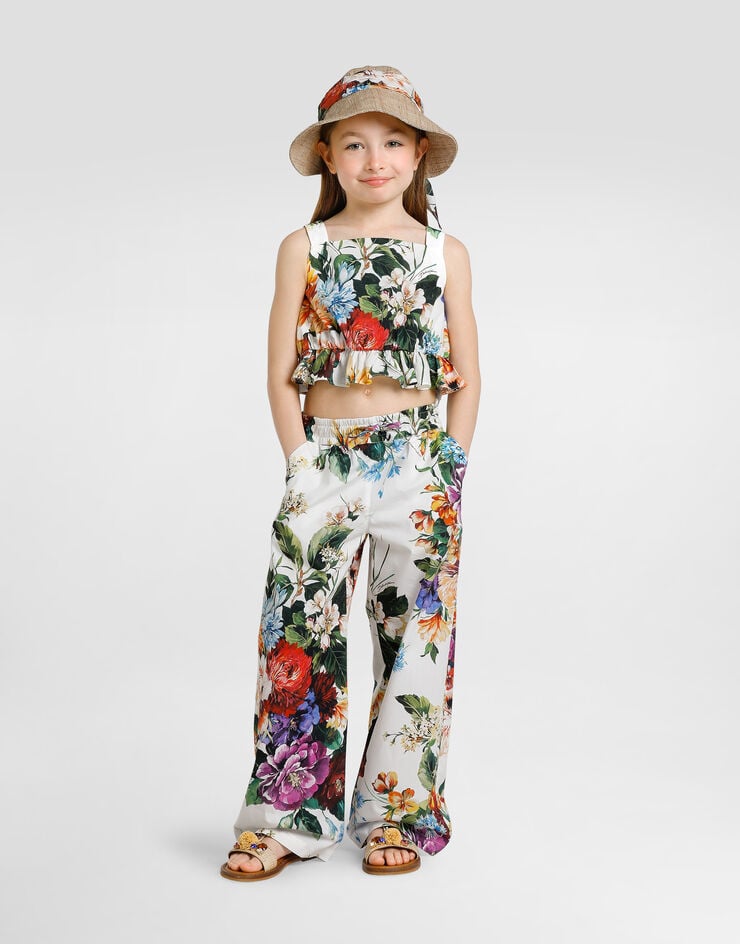 Dolce & Gabbana Pantalón en popelina de algodón con estampado de flores Imprima L53P50HS5TV