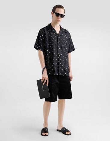 Dolce & Gabbana Silk shirt with polka-dot and logo print Print G5JH9TIS1XO