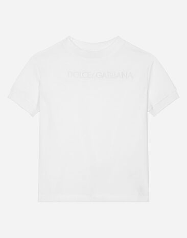 Dolce & Gabbana Jersey T-shirt with Dolce&Gabbana logo White L5JTNKG7O9K