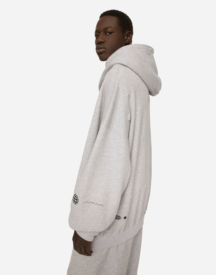 Dolce&Gabbana Jersey hoodie with logo print Grey G9AKPTG7KX8