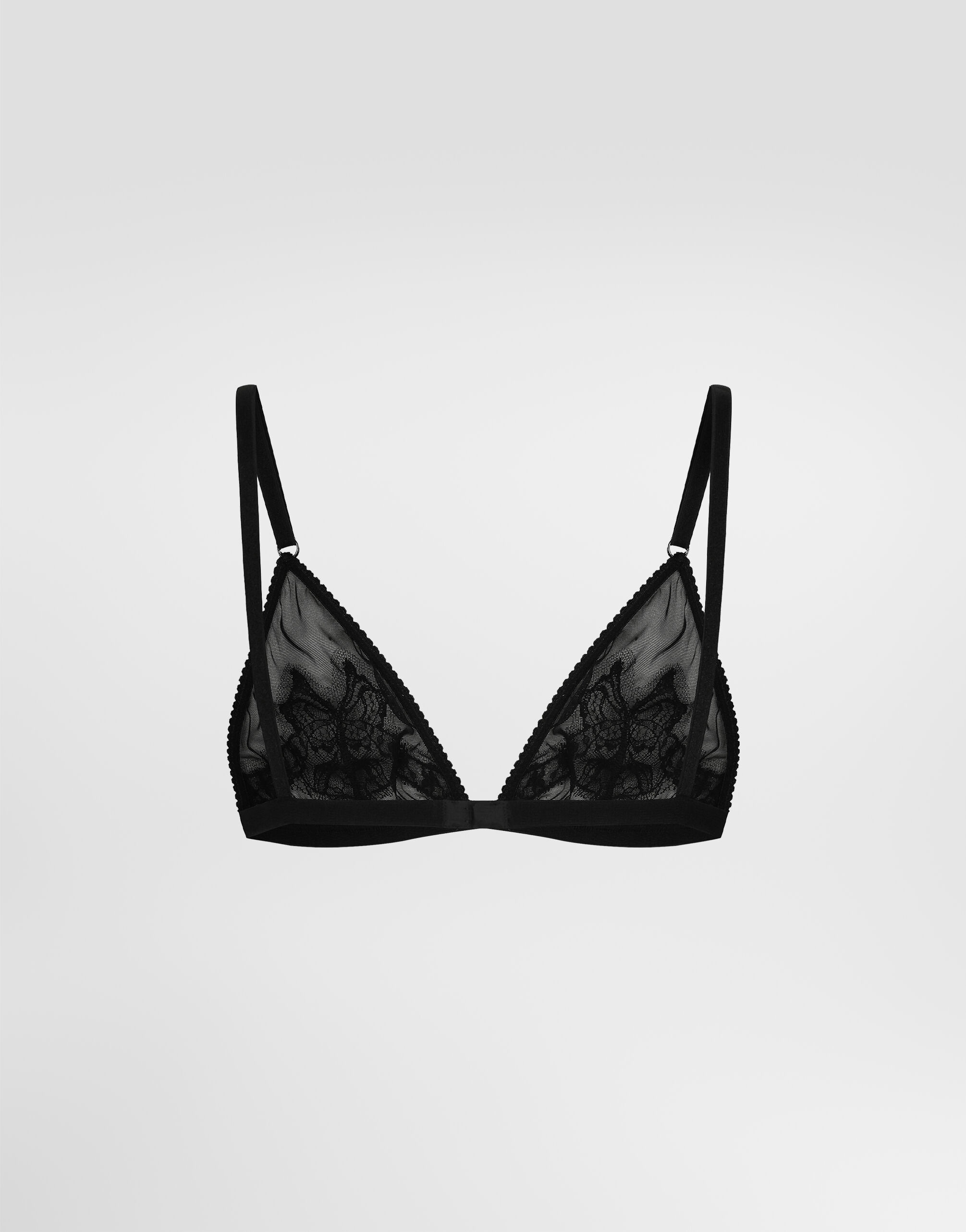 Lace and tulle soft-cup triangle bra in Black for Women