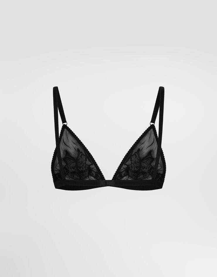 Dolce & Gabbana Lace and tulle soft-cup triangle bra Dolce & Gabbana Lace and tulle soft-cup triangle bra Black O1A58TON02W