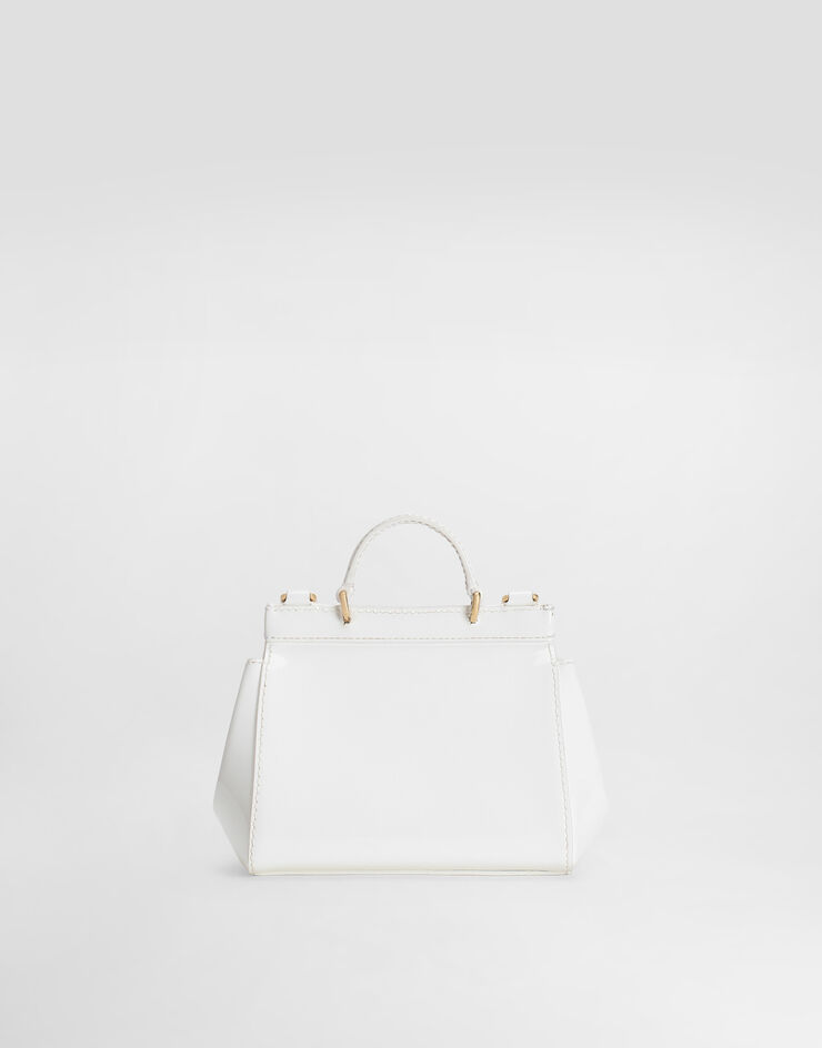 Dolce & Gabbana حقيبة سيسيلي صغيرة من جلد لامع أبيض EB0003A1067