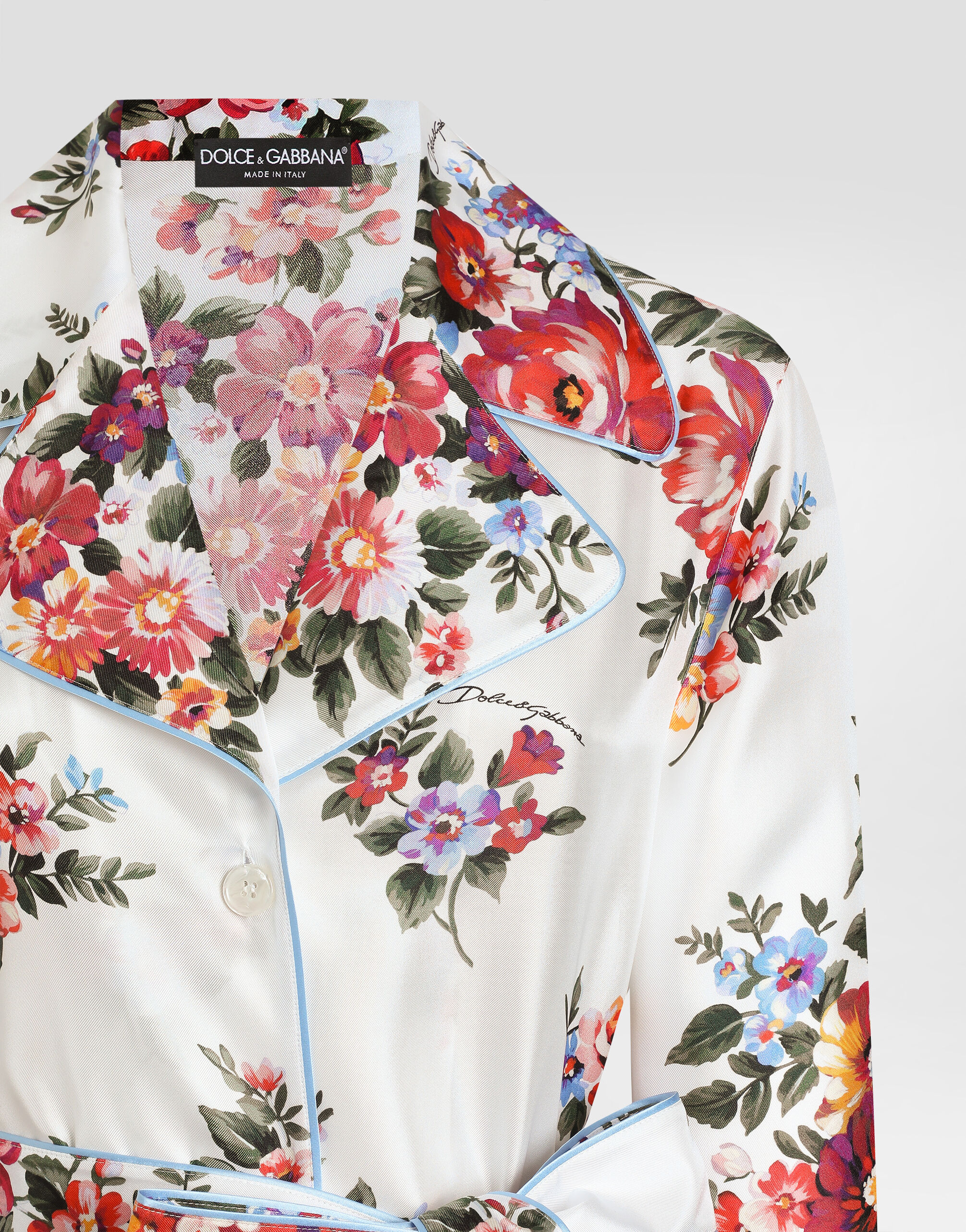 Flower bouquet-print twill shirt in Multicolor for Women
