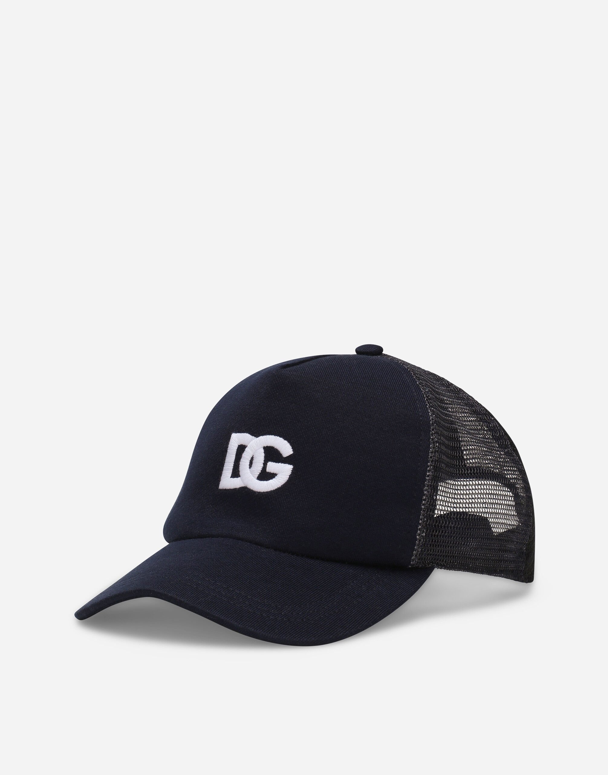 Dolce & Gabbana Cotton trucker hat with DG logo tag and mesh Green GH874ZFUFJU