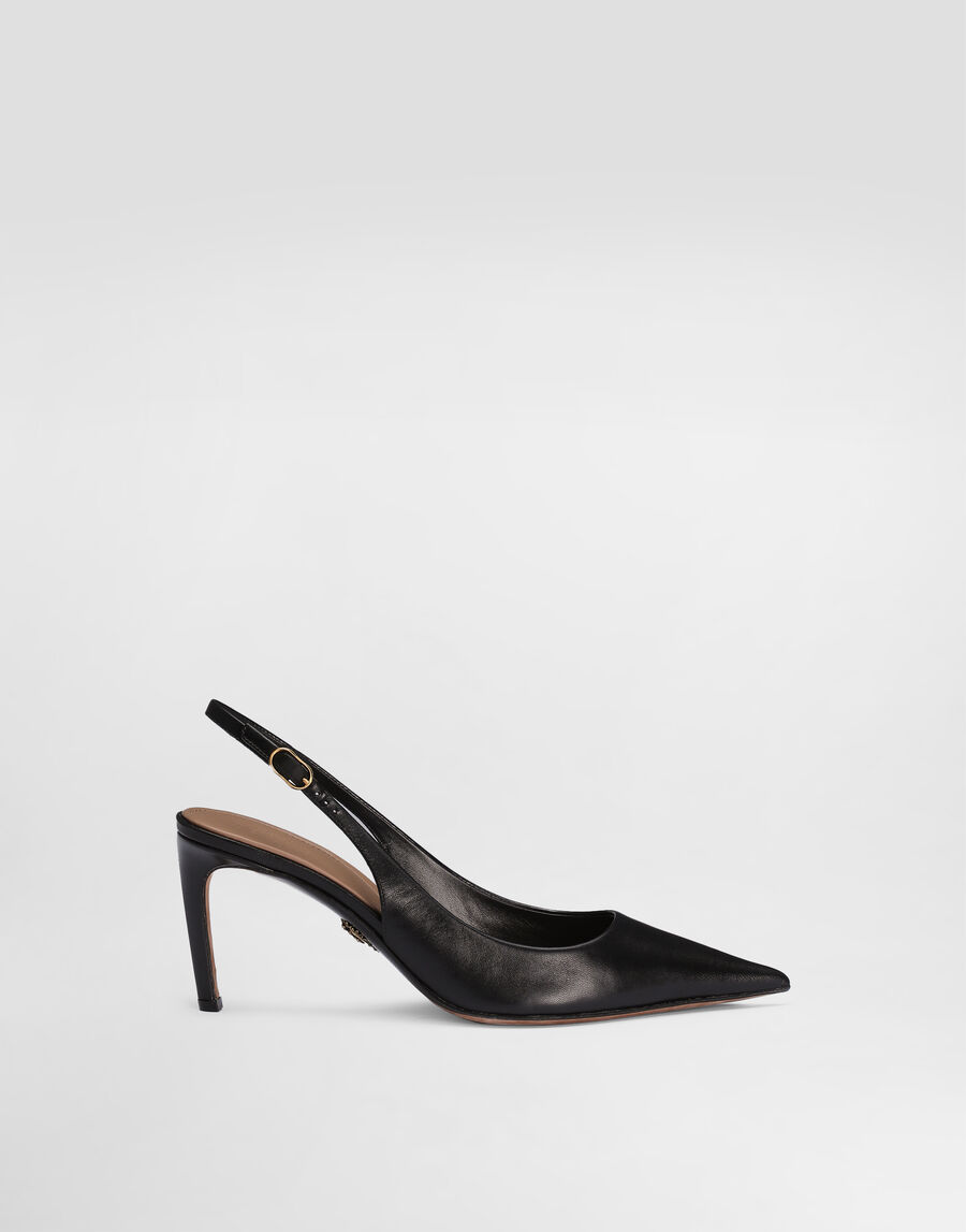 Polished goatskin slingbacks