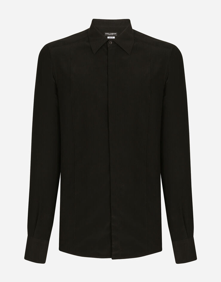 Dolce&Gabbana 골드핏 크레이프 드 신 셔츠 블랙 G5JZ4TGG867