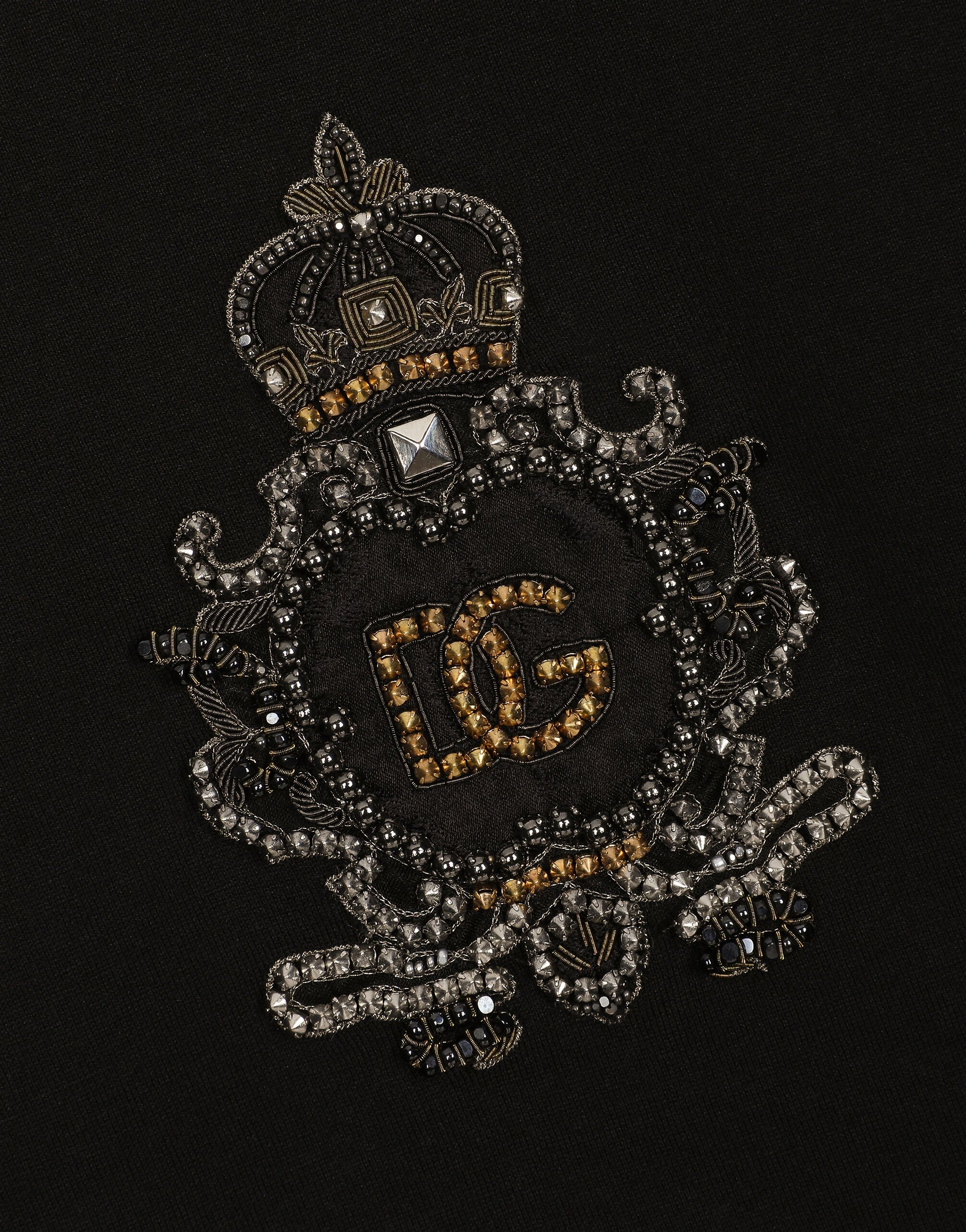 Cotton T-shirt with heraldic DG patch in Black for Men
