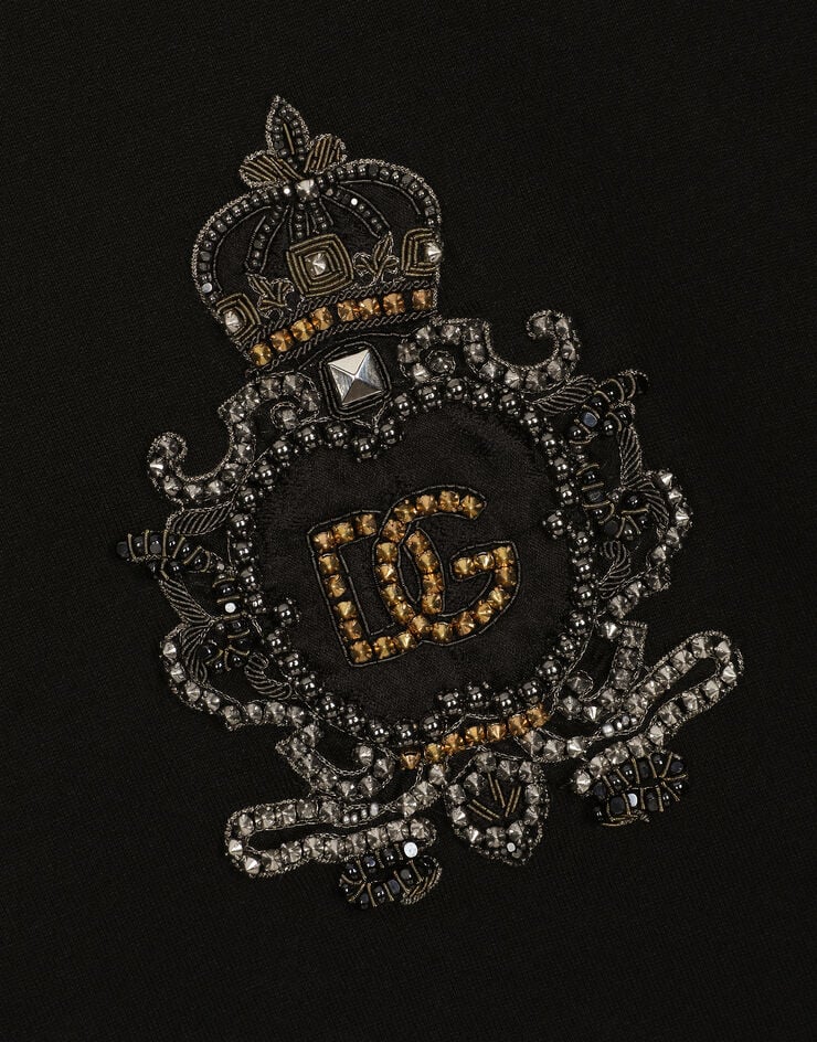 Dolce & Gabbana Cotton T-shirt with heraldic DG patch Black G8OU9ZFU7EQ