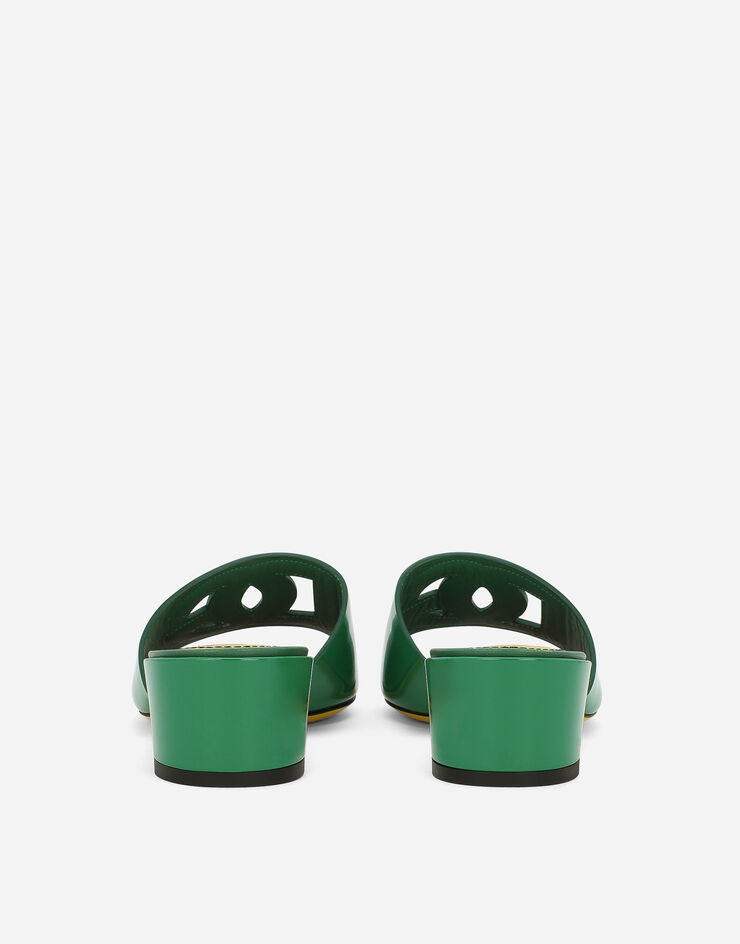 Dolce&Gabbana Patent leather DG mules with cut-out Green CR1139AN853