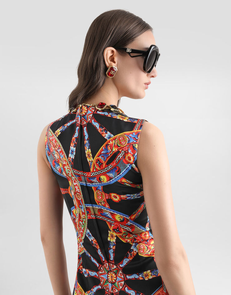 Dolce & Gabbana Carretto-print satin dress Multicolor F6GASTGDDT8