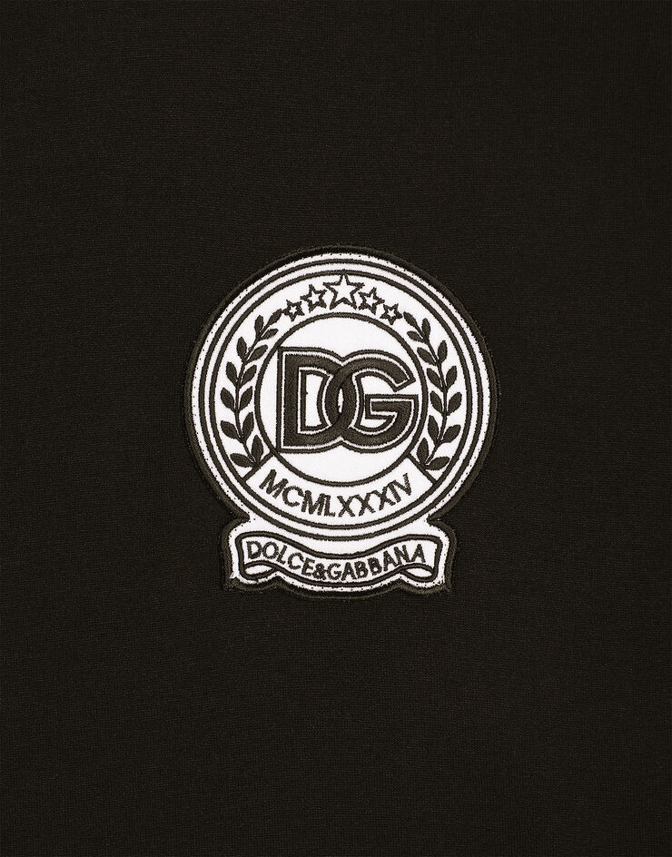 Dolce & Gabbana T-Shirt aus Baumwolle mit Logostickerei Schwarz G8PN9ZG7NYE