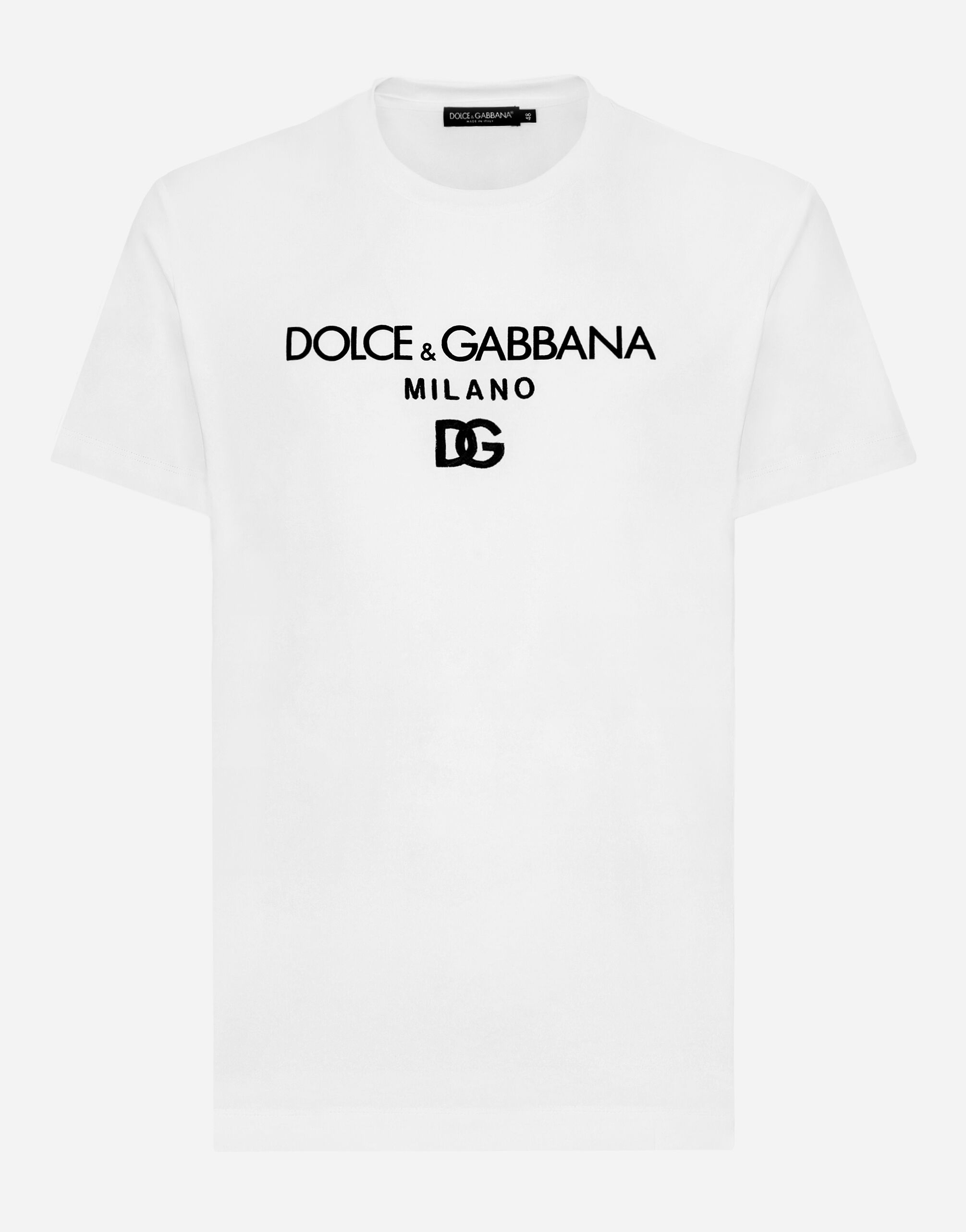 Dolce & Gabbana Cotton T-shirt with DG embroidery Blue G8PL4TG7F2H