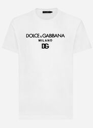 Dolce & Gabbana Cotton T-shirt with DG embroidery Black G5JG4TFU5U8