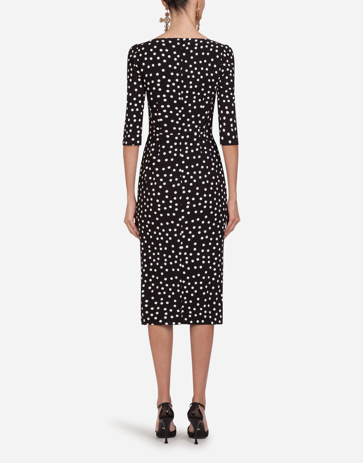 Dolce & Gabbana Cady fabric small polka-dot print longuette dress MULTICOLORED F6C1ETFSGR2