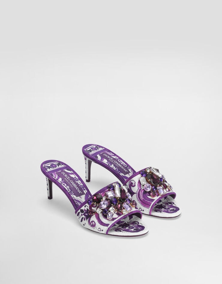 Dolce & Gabbana Brocade mules with jewel embroidery Multicolor CR1744AE123