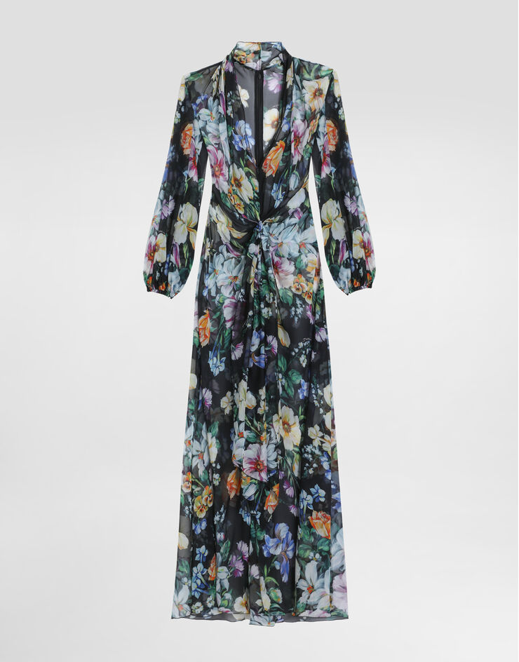 Dolce & Gabbana Long floral-print chiffon dress Print F6TMXTIS1XF