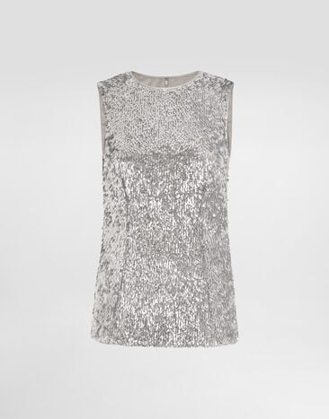 Dolce & Gabbana Sequin top Silver F7AL1TFLSMC
