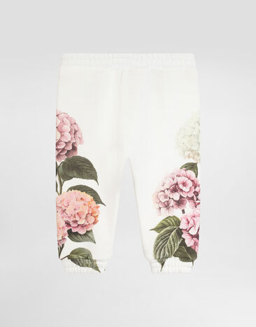 Dolce & Gabbana Hydrangea-print flannel trousers with patch White L2JPIOG7PSD
