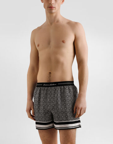 Dolce & Gabbana Printed silk twill boxer shorts Multicolor M4F08THI1ZU