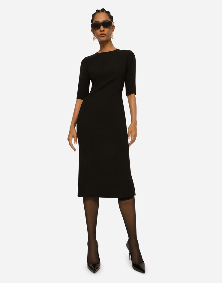 Dolce & Gabbana Woolen calf-length dress Black F6ARWTFUBFY