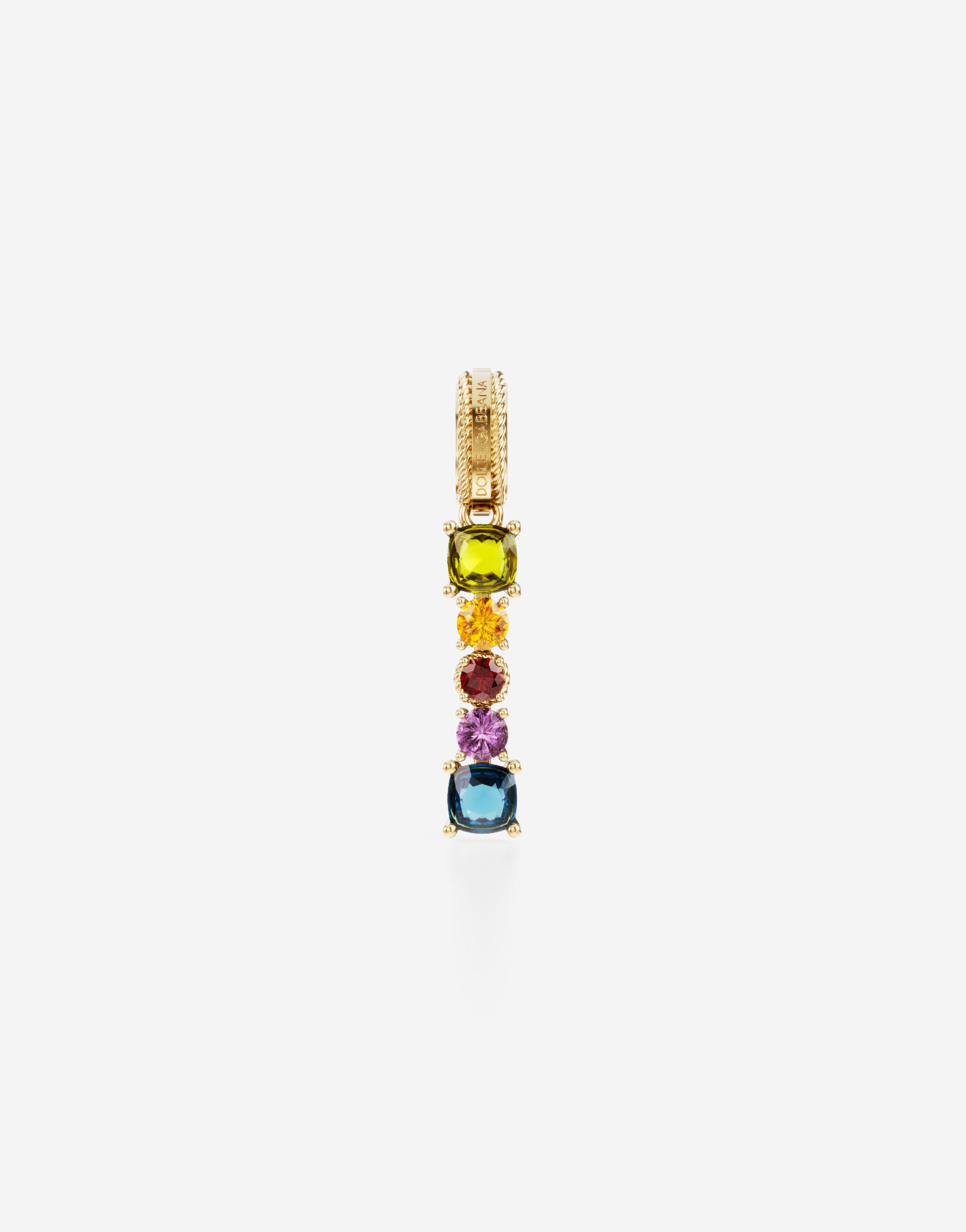 Dolce & Gabbana Rainbow alphabet I 18 kt yellow gold charm with multicolor fine gems Gold WANR2GWMIXA