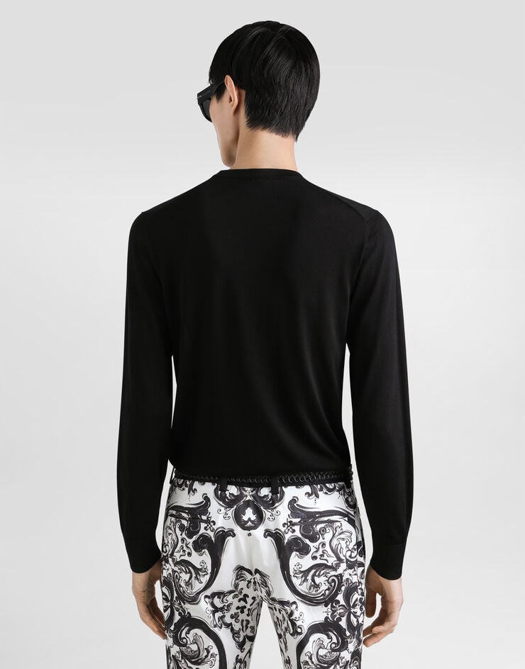 Dolce & Gabbana Pull ras-de-cou en soie Noir GXX02ZJBSLV