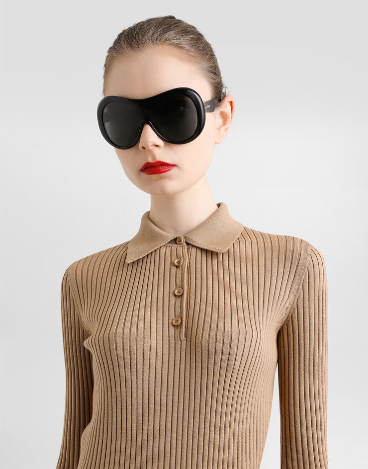 Dolce & Gabbana Pull côtelé en laine Beige FXZ39TJDVDC