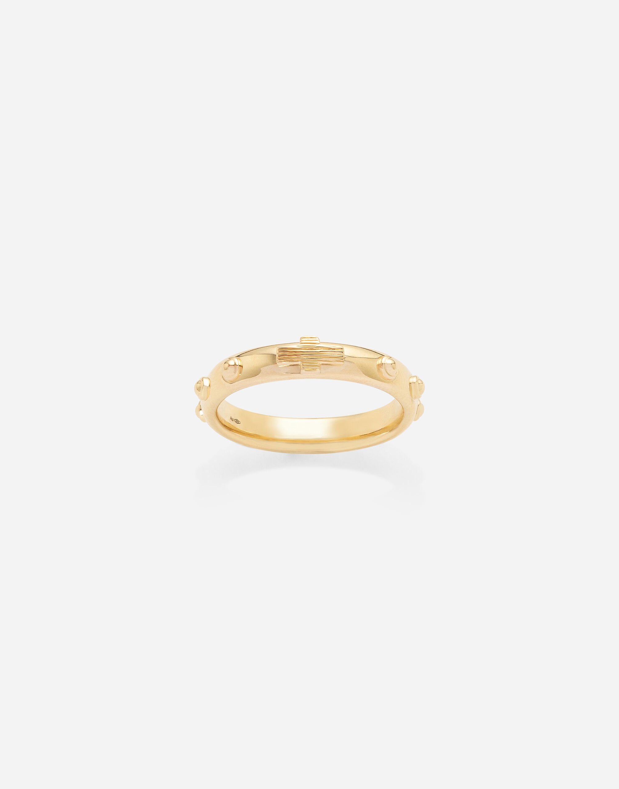 Dolce & Gabbana Love yellow gold rossary band with studs and brushed cross Gold WALK5GWYE01