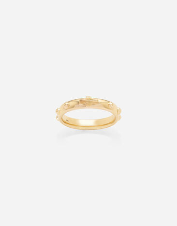 Dolce & Gabbana Love yellow gold rossary band with studs and brushed cross Gold WRLK1GWIE01