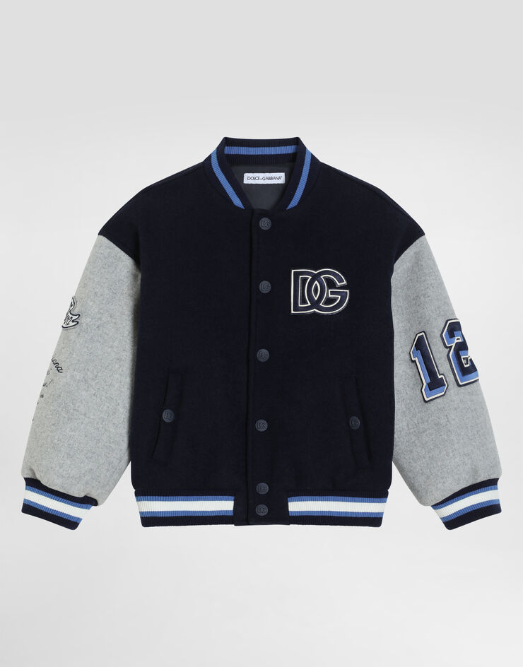 Dolce & Gabbana Cloth bomber jacket with embroidery and patch Multicolor L42B87G7PCY