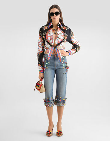 Dolce & Gabbana Carretto-print cotton poplin shirt Multicolor F5T76TGDDTE
