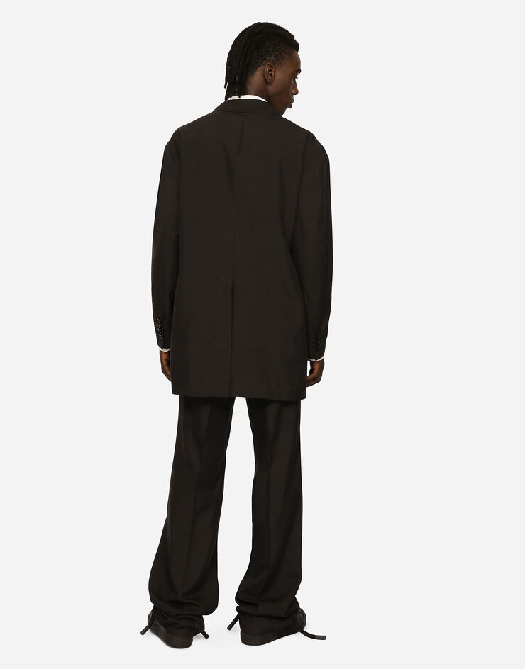 Dolce & Gabbana Oversize shantung silk and cotton jacket Black G2SH1THUMCA
