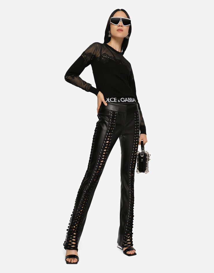 Dolce & Gabbana Cashmere, tulle and silk sweater with lace Black FXF72TJCMY0