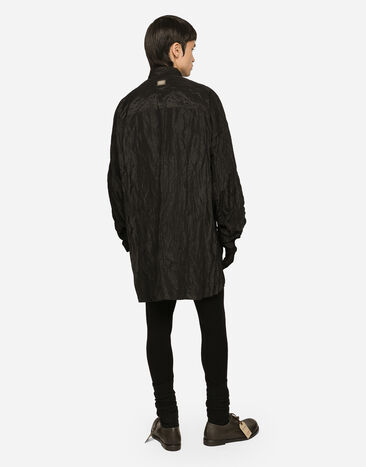 Dolce & Gabbana Camisa oversize de tejido laminado arrugado Negro G5LG0TFUOA5