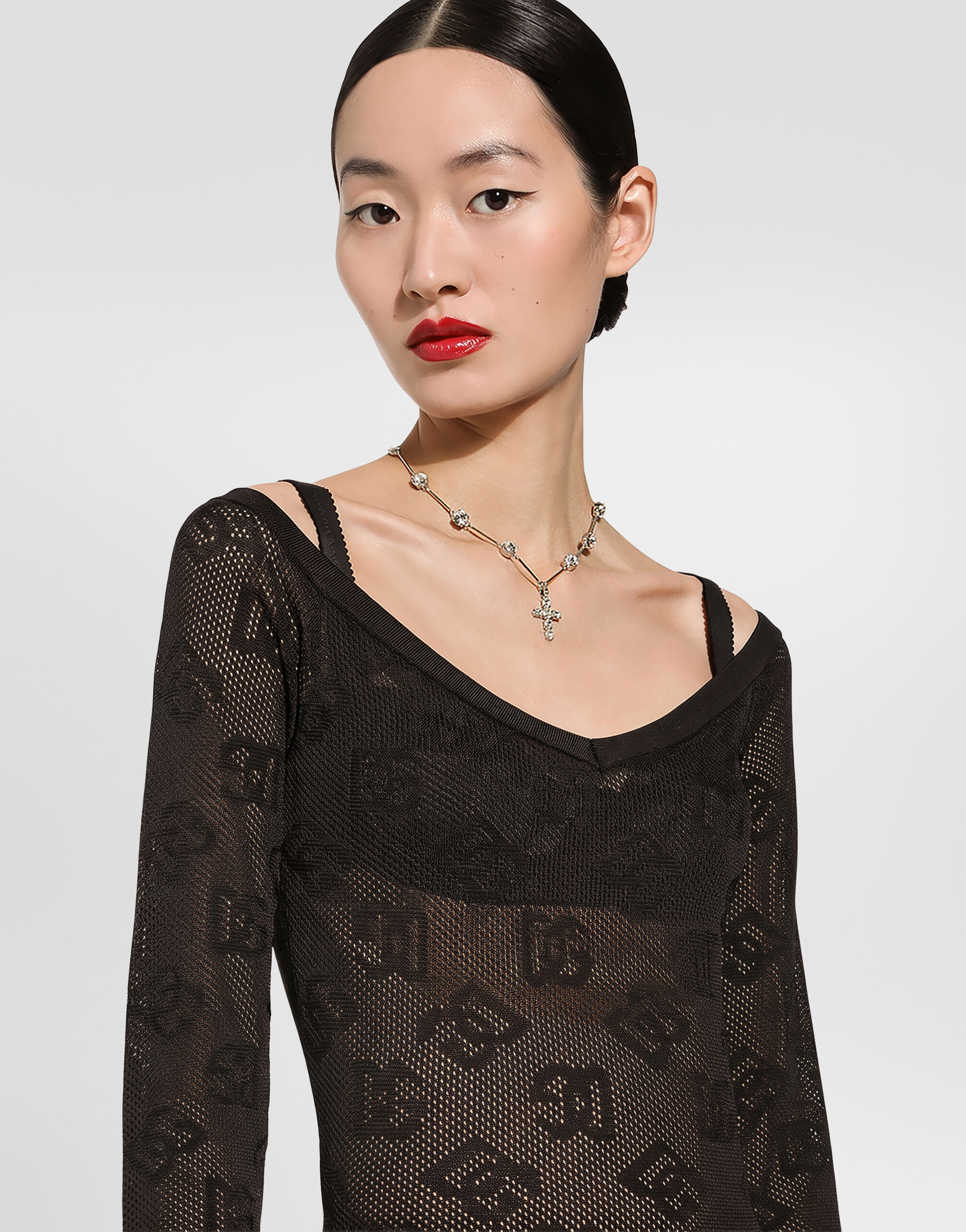 Dolce&Gabbana ロザリオ ネックレス Rosary-style necklace with rhinestone-detailed crosses in Crystal