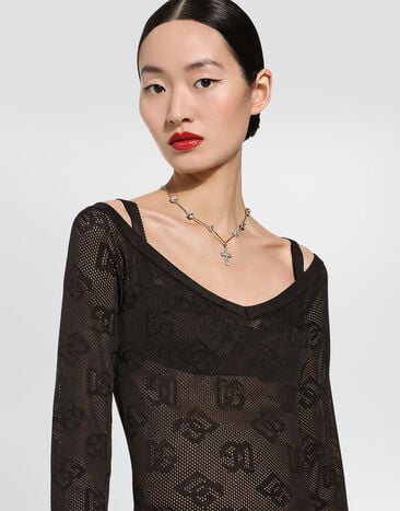 Dolce & Gabbana Rosary-style necklace with rhinestone-detailed crosses Crystal WNQ2D6W2222