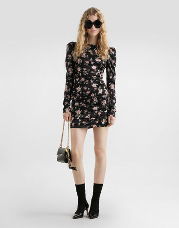 Dolce & Gabbana Vintage rose-print draped dress Multicolor F60G3TFSA8H