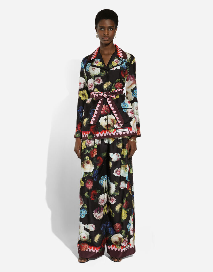 Dolce & Gabbana Pantaloni pigiama in twill stampa Fiore Notturno Stampa FTC3VTHI1RE