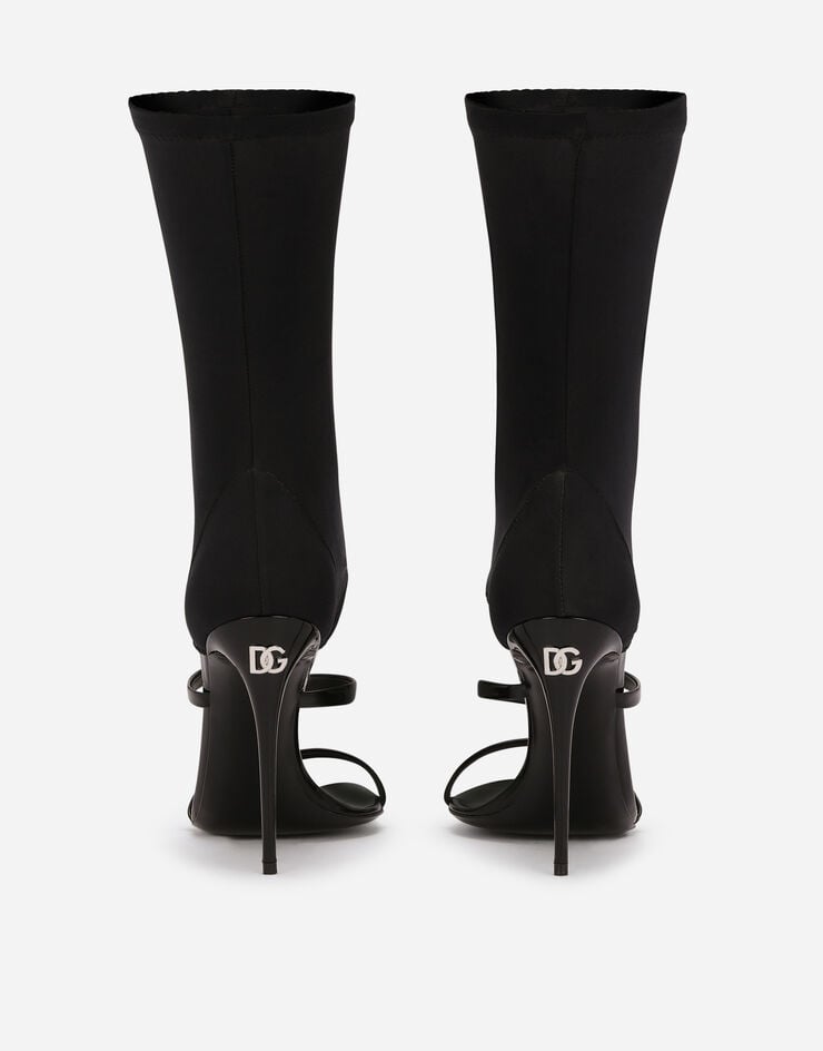 Dolce & Gabbana Polished calfskin and spandex fabric sandals Black CR1427AE860