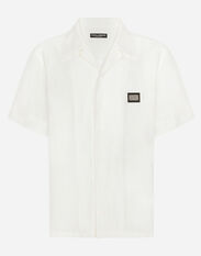 Dolce & Gabbana Linen Hawaiian shirt with logo tag Print G5IT7TIS1SF
