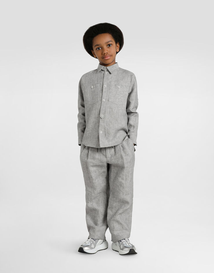 Dolce & Gabbana Jogging trousers in washed linen canvas Dolce & Gabbana Jogging trousers in washed linen canvas Grey L44P89FU4MF