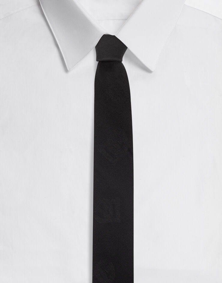 Dolce & Gabbana 6-cm silk jacquard blade tie with DG logo Black GT149EFJ1JO
