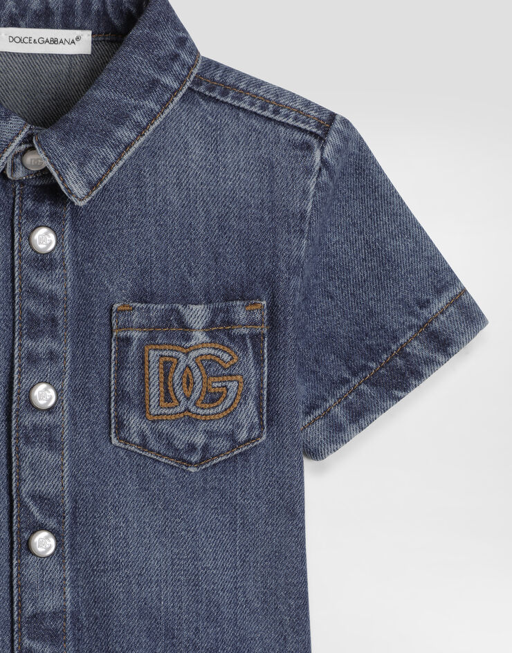 Dolce & Gabbana Denim shirt with logo Blue L15S05LDE06