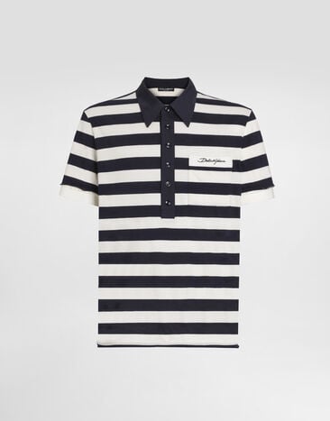 Dolce & Gabbana Polo en jersey a rayas Multicolor G8UA9ZFB7DO